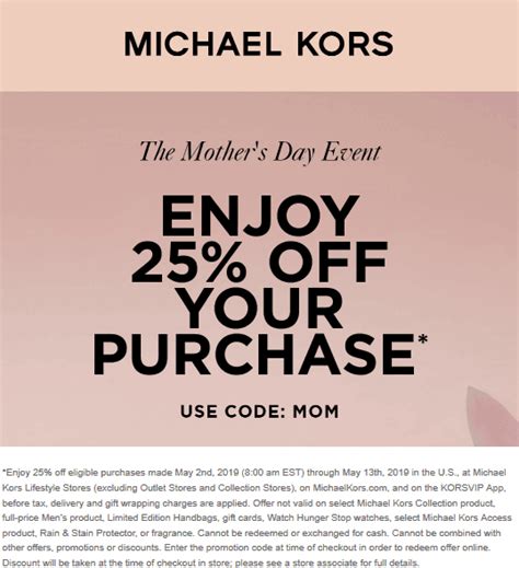 michael kors 25 coupon|Michael Kors coupon first order.